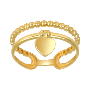 14k Yellow Gold Dangle Heart Design Ring 
