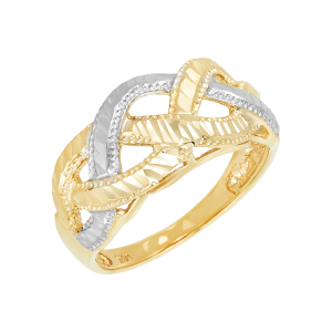 14k Two Tone Diamond Cut Braided Design Ring 