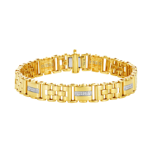 14K Yellow Gold Diamond Bar Link Bracelet