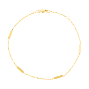 14k yellow gold bar stations anklet closed