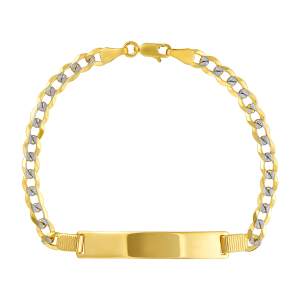 14K Yellow Gold 5.1mm Curb Pave Hinged ID Bracelet