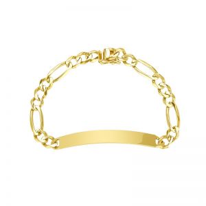 14k yellow gold 6.5mm figaro id men's bracelet top view