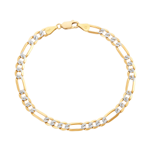 14k yellow gold 5.3mm figaro pave bracelet top closed view