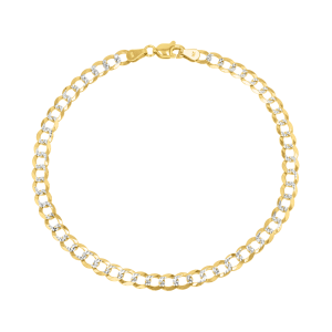 14k yellow gold 4.7mm curb pave bracelet top closed view