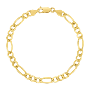14k yellow gold 6mm figaro men's bracelet top closed view