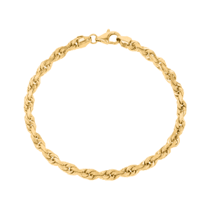 14k Yellow Gold Diamond Cut Rope Bracelet With Lobster Clasp 