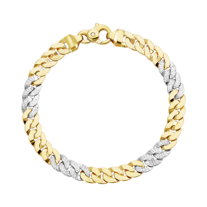 14K Two Tone Gold 8mm Diamond Cut Curb Bracelet