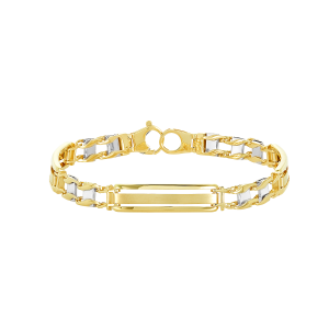 Men's 14k Gold Two-Tone Railroad Bracelet