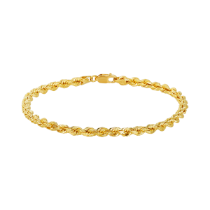 14k yellow gold diamond cut rope link bracelet front view