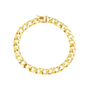 14k yellow gold 7mm slanted curb bracelet top closed view