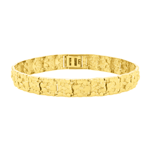 14k yellow gold nugget style bracelet front view