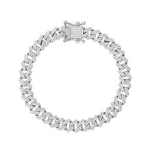 Silver 8mm Cubic Zirconia Curb Bracelet