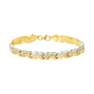 14K Two Tone Gold Fancy Design Stampato Bracelet