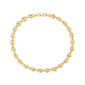 14k yellow gold puff mariner bracelet top closed view