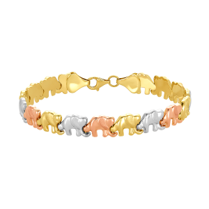 14K Tri Color Gold Elephant Bracelet