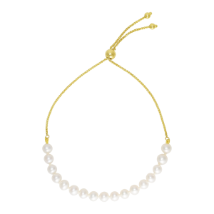 14K Yellow Gold Cultured Pearls Bolo Bracelet