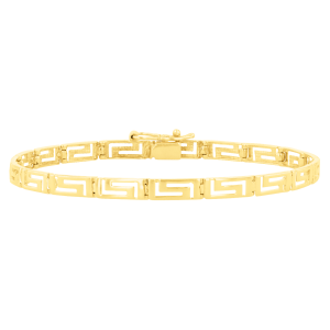 14k yellow gold 3.8mm greek key design bracelet closed front view