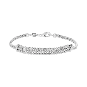 14k white gold fancy bead bracelet front view