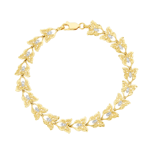 14k yellow gold butterfly link bracelet top closed view