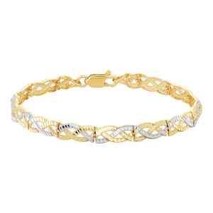 14k Gold Two Tone Diamond Cut Braided Design Bracelet 