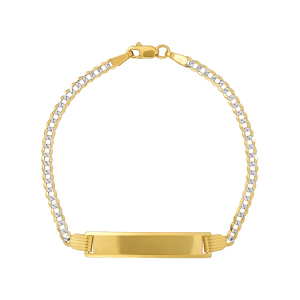 14k yellow gold curb pave baby id bracelet 2.5mm top