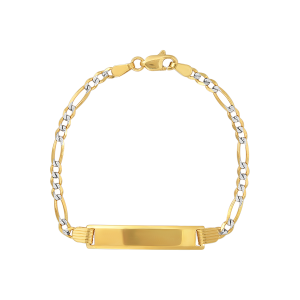 14k yellow gold figaro pave baby id bracelet 3mm top