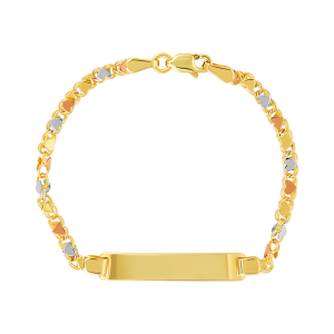 14k tri color gold heart mirror id baby bracelet closed view