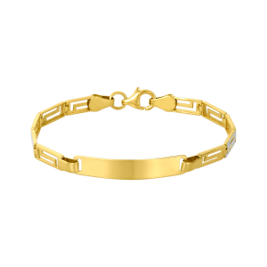 14k gold two tone greek key design bracelet closed front