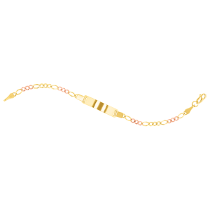 14k Gold Two Tone Figaro Link Baby Bracelet 
