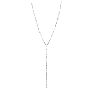 Silver Cubic Zirconia Multistone Tassel Necklace