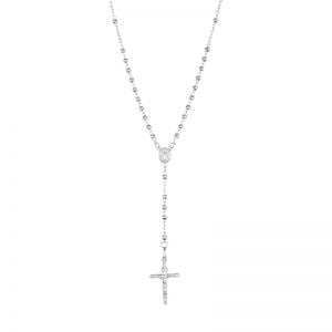 14k white gold 3mm beaded rosary