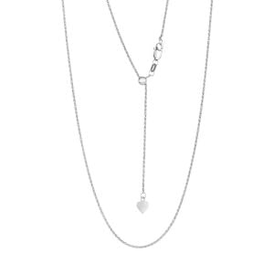 14k white gold 1mm 22-inch adjustable rope chain hanging view