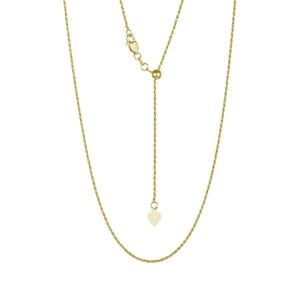14k Yellow Gold 1mm 22 Inch Adjustable Rope Chain