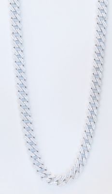 Silver 10mm Pave Cuban with Cubic Zirconia Chain