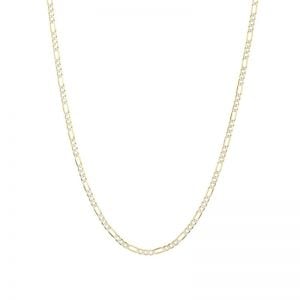 14k Yellow Gold 3 mm 18 Inches Pave Figaro Chain