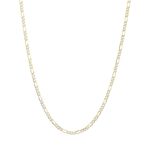 14k yellow gold 3mm pave figaro chain hanging view