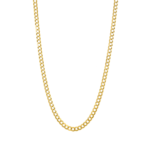 14k Yellow Gold 4 mm 26 Inch Pave Curb Chain