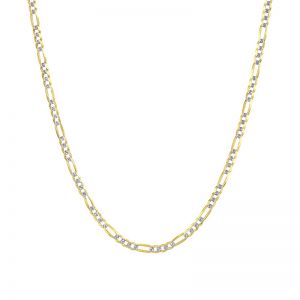 14k Yellow Gold 2 mm 18 Inch Pave Figaro Chain
