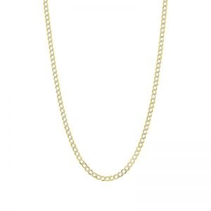 14k Yellow Gold 4 mm 24 Inch Pave Curb Chain