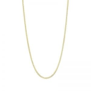 14k yellow gold 2.1mm curb pave chain hanging view