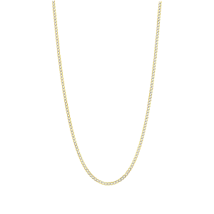 14k Yellow Gold 2mm Curb Pave Chain 