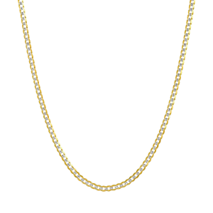 14k yellow gold 2.1mm curb pave chain hanging view