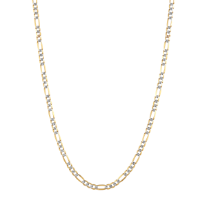 14k yellow gold 3.7mm pave figaro chain hanging view