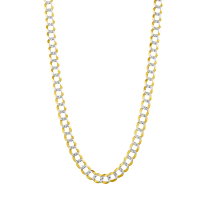 14k yellow gold 8.5mm 26-inch pave curb chain hanging view