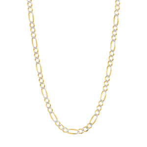 14K Yellow Gold 4.7mm Figaro Pave Chain