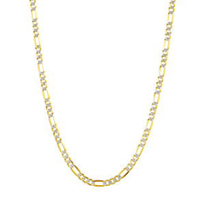 14K Yellow Gold 4.6mm Figaro Pave Chain