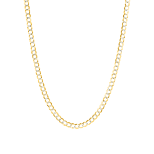 14k Yellow Gold 4 mm 24 Inch Pave Curb Chain