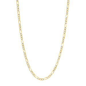 14k Yellow Gold Pave Figaro Chain 