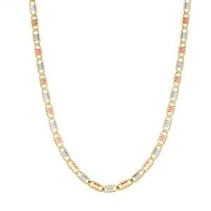 14k gold tri-color 3.3mm valentino chain hanging view