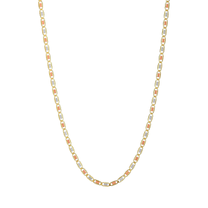 14k gold tri-color 3.3mm valentino chain hanging view